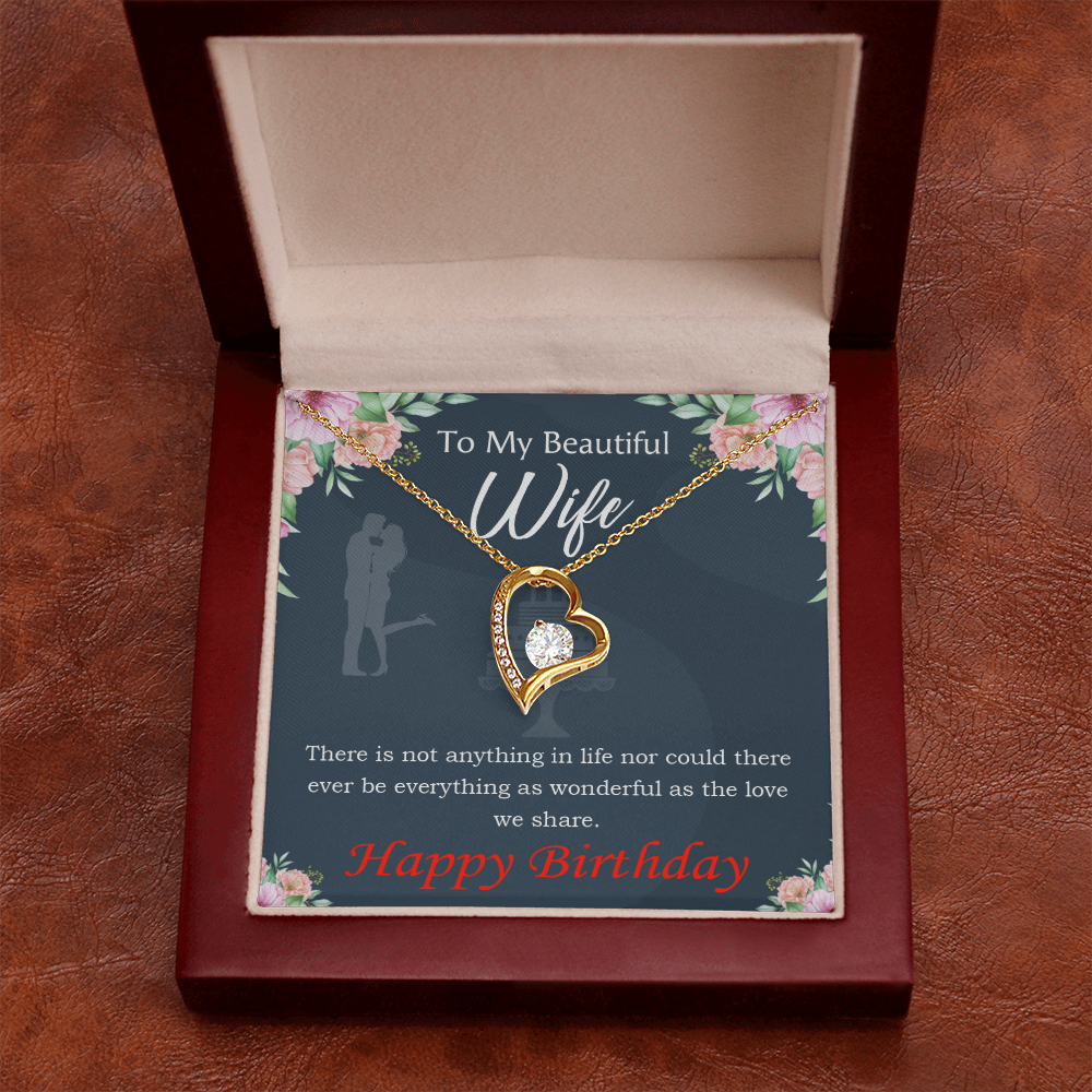 To My Wife Everything is Wonderful Forever Birthday Message Necklace w Message Card-Express Your Love Gifts