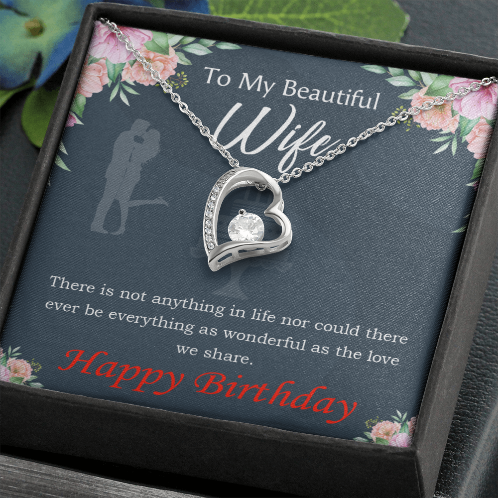 To My Wife Everything is Wonderful Forever Birthday Message Necklace w Message Card-Express Your Love Gifts