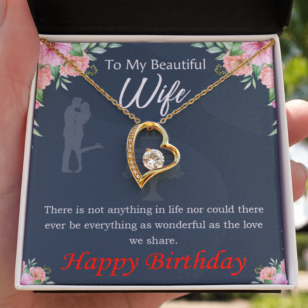 To My Wife Everything is Wonderful Forever Birthday Message Necklace w Message Card-Express Your Love Gifts