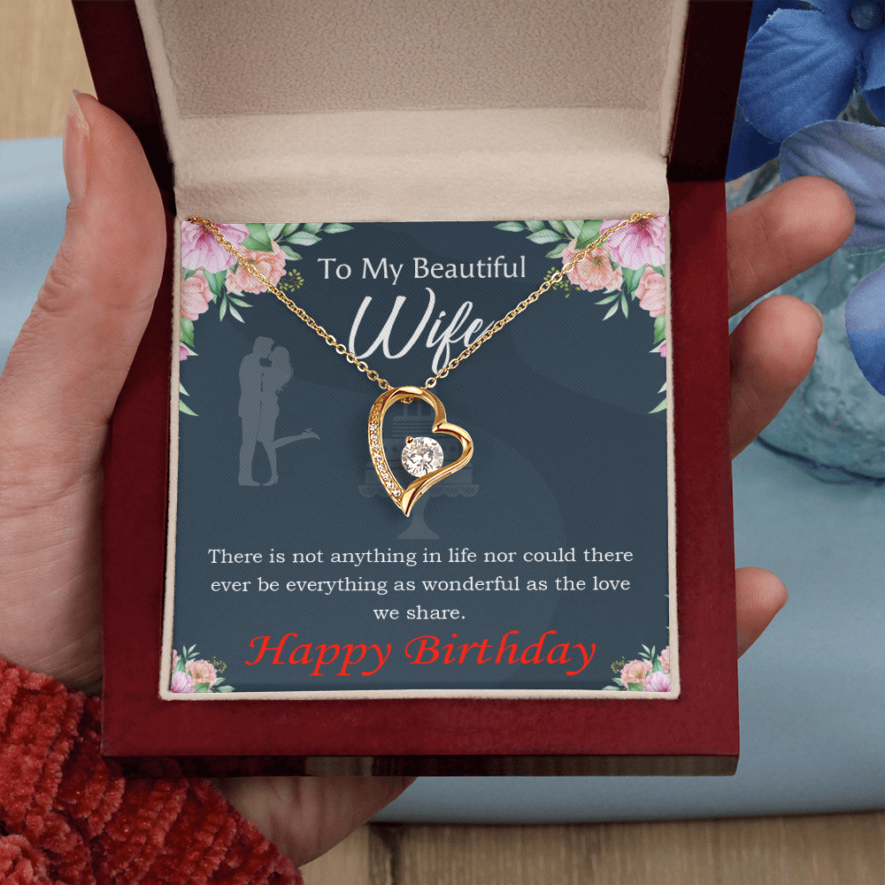 To My Wife Everything is Wonderful Forever Birthday Message Necklace w Message Card-Express Your Love Gifts