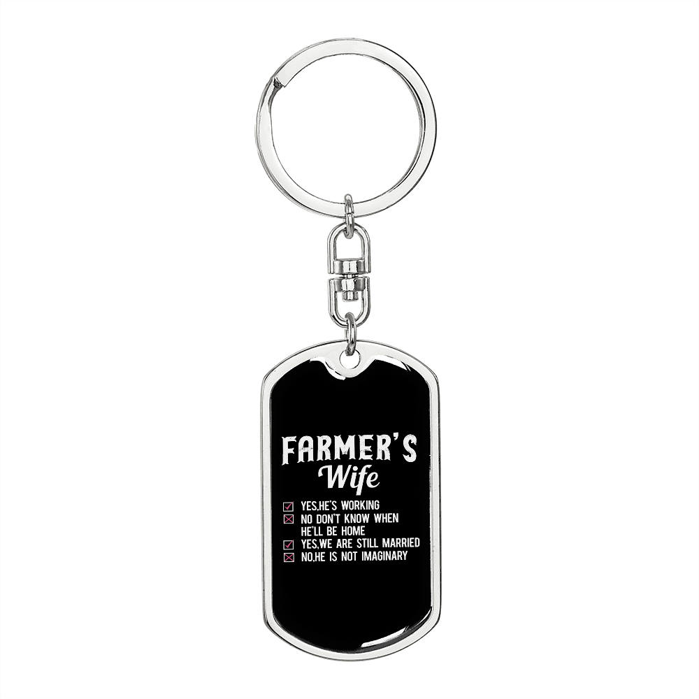 To My Wife Farmer's Wife Checklist Funny Keychain Stainless Steel or 18k Gold Dog Tag Keyring-Express Your Love Gifts