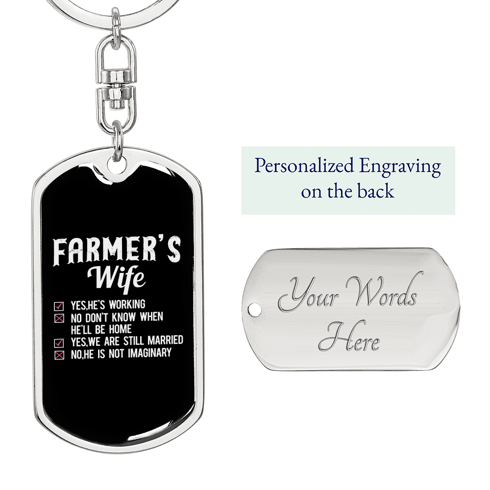 To My Wife Farmer's Wife Checklist Funny Keychain Stainless Steel or 18k Gold Dog Tag Keyring-Express Your Love Gifts