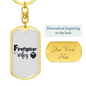 To My Wife Firefighter Wifey White Keychain Stainless Steel or 18k Gold Dog Tag Keyring-Express Your Love Gifts