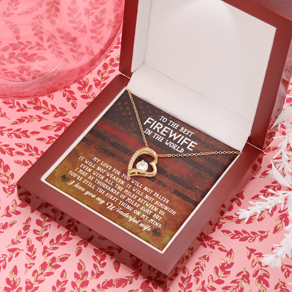 To My Wife Firewife Independence Day Forever Necklace w Message Card-Express Your Love Gifts