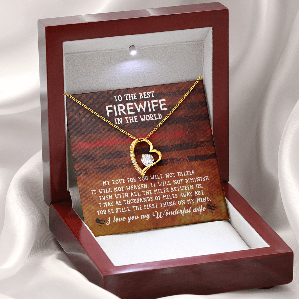 To My Wife Firewife Independence Day Forever Necklace w Message Card-Express Your Love Gifts