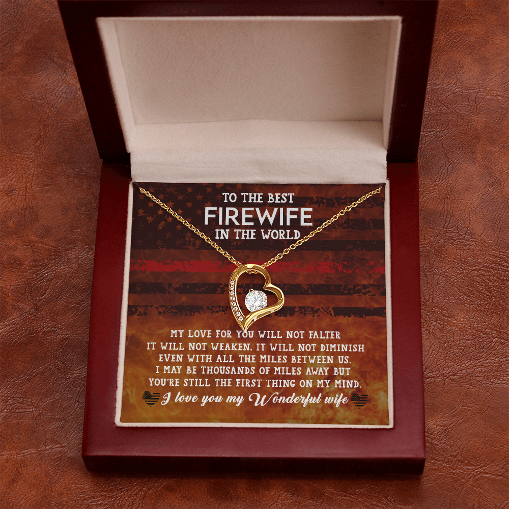 To My Wife Firewife Independence Day Forever Necklace w Message Card-Express Your Love Gifts
