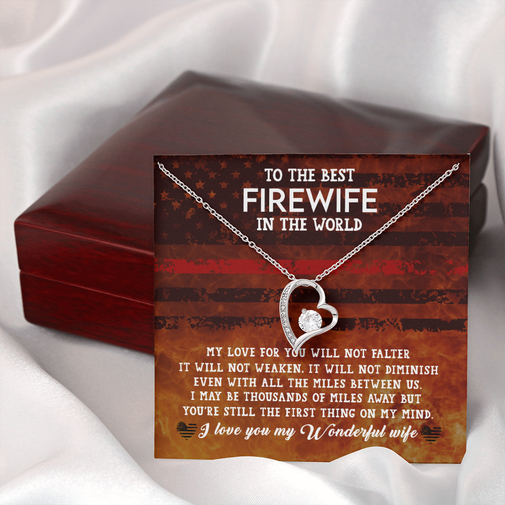 To My Wife Firewife Independence Day Forever Necklace w Message Card-Express Your Love Gifts