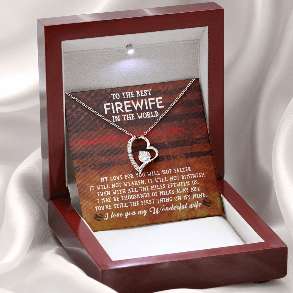 To My Wife Firewife Independence Day Forever Necklace w Message Card-Express Your Love Gifts