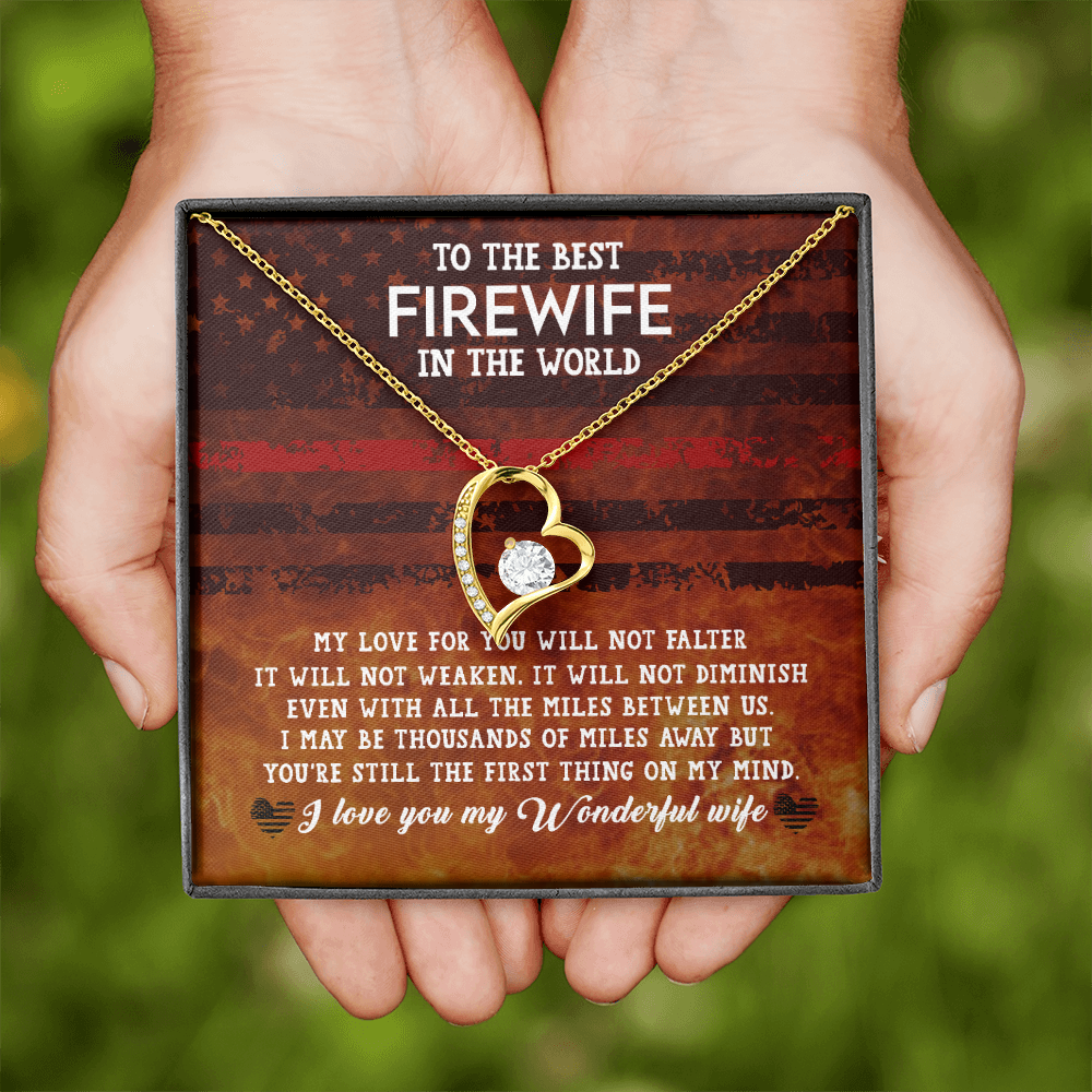 To My Wife Firewife Independence Day Forever Necklace w Message Card-Express Your Love Gifts