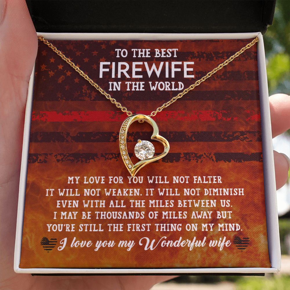 To My Wife Firewife Independence Day Forever Necklace w Message Card-Express Your Love Gifts