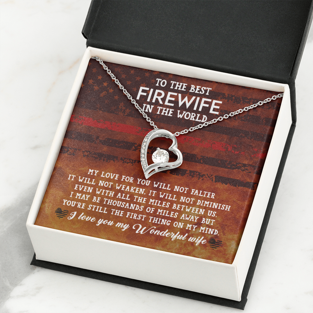 To My Wife Firewife Independence Day Forever Necklace w Message Card-Express Your Love Gifts