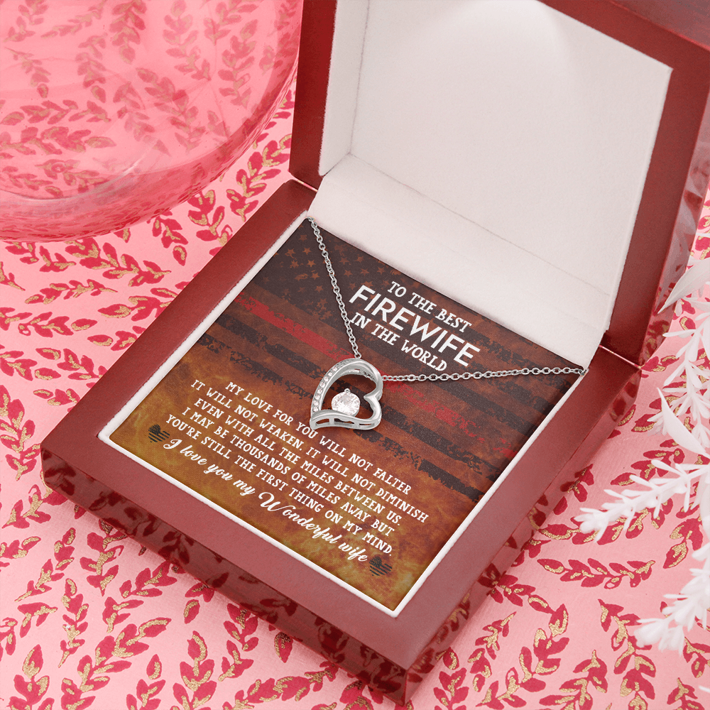 To My Wife Firewife Independence Day Forever Necklace w Message Card-Express Your Love Gifts