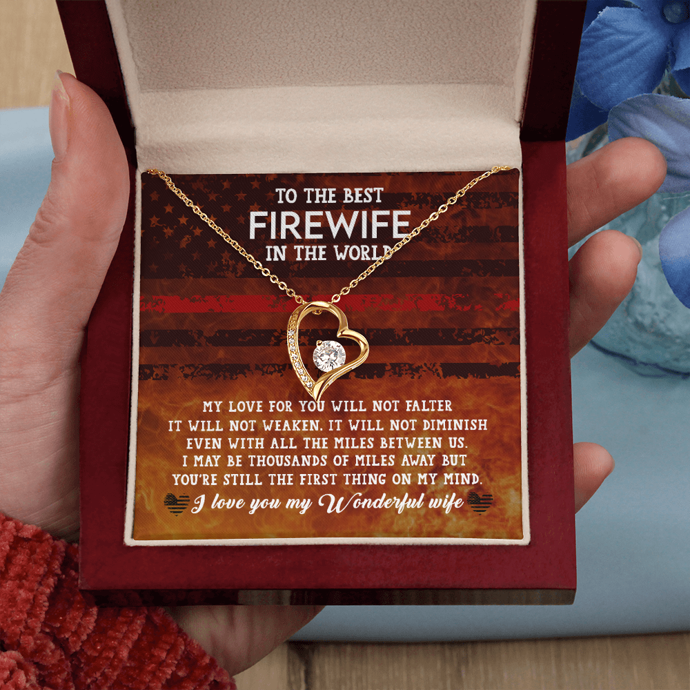 To My Wife Firewife Independence Day Forever Necklace w Message Card-Express Your Love Gifts