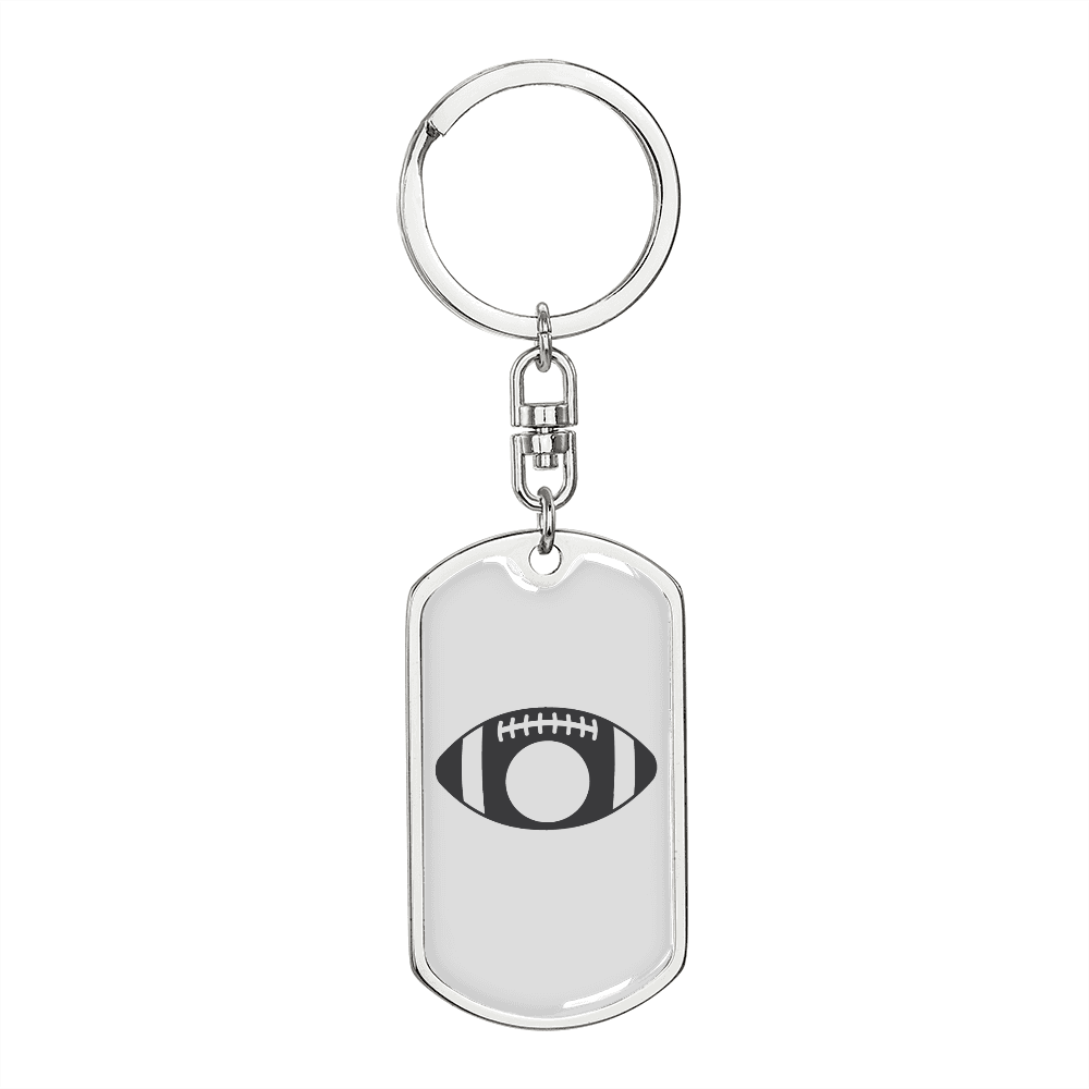 To My Wife Footbal Plain Monogram Keychain Stainless Steel or 18k Gold Dog Tag Keyring-Express Your Love Gifts