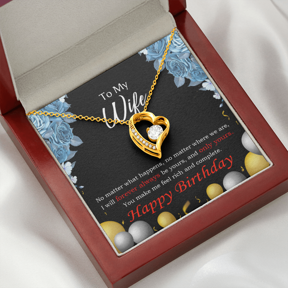 To My Wife Forever and Together Birthday Message Forever Necklace w Message Card-Express Your Love Gifts