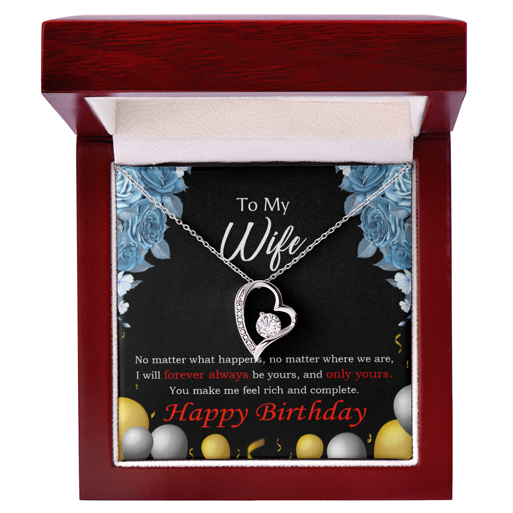 To My Wife Forever and Together Birthday Message Forever Necklace w Message Card-Express Your Love Gifts