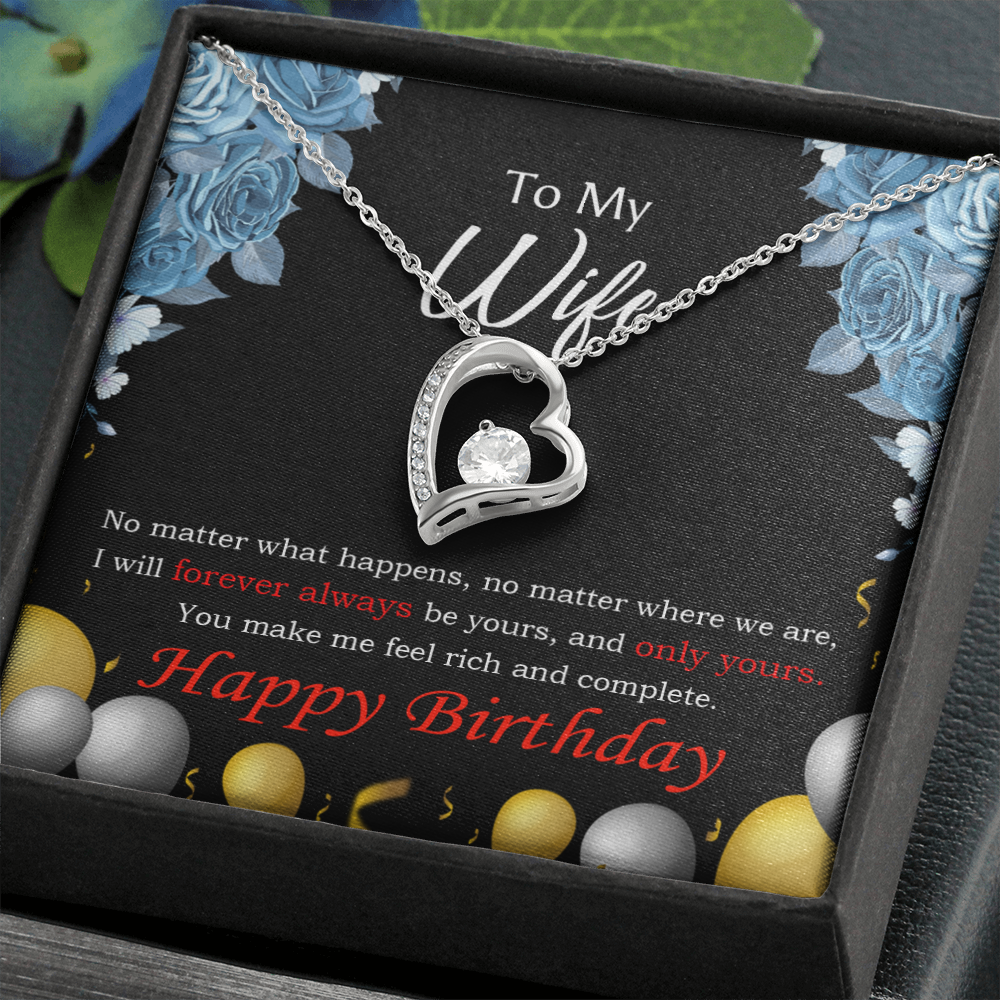 To My Wife Forever and Together Birthday Message Forever Necklace w Message Card-Express Your Love Gifts