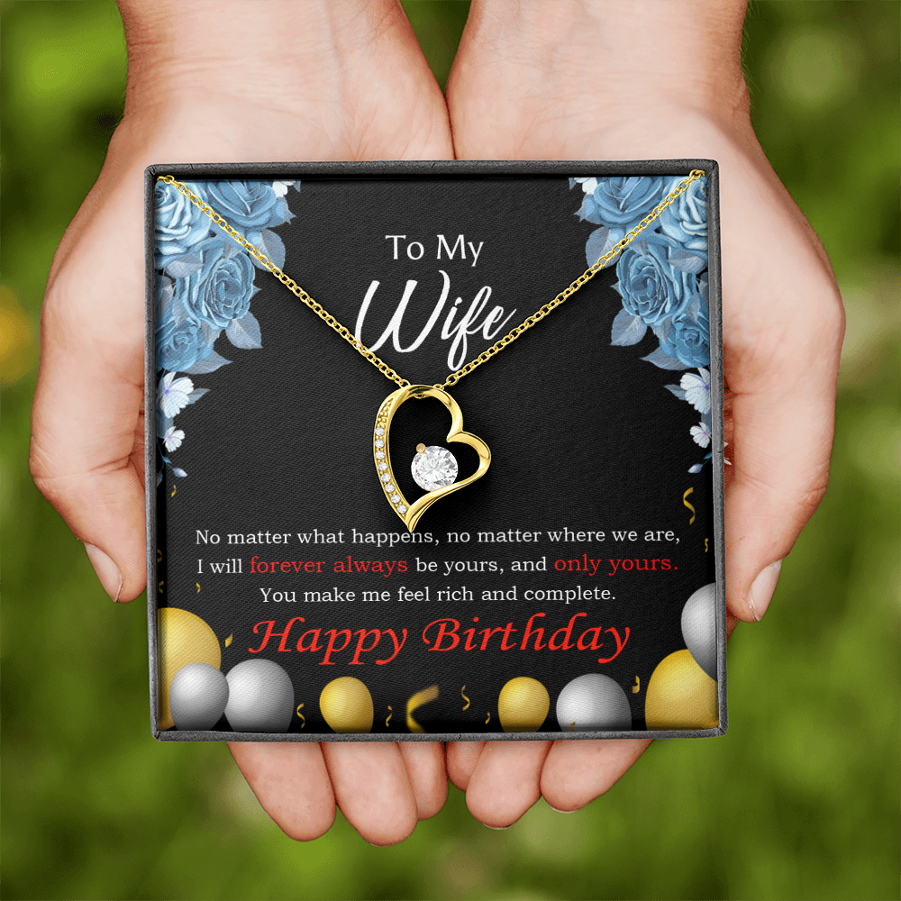 To My Wife Forever and Together Birthday Message Forever Necklace w Message Card-Express Your Love Gifts