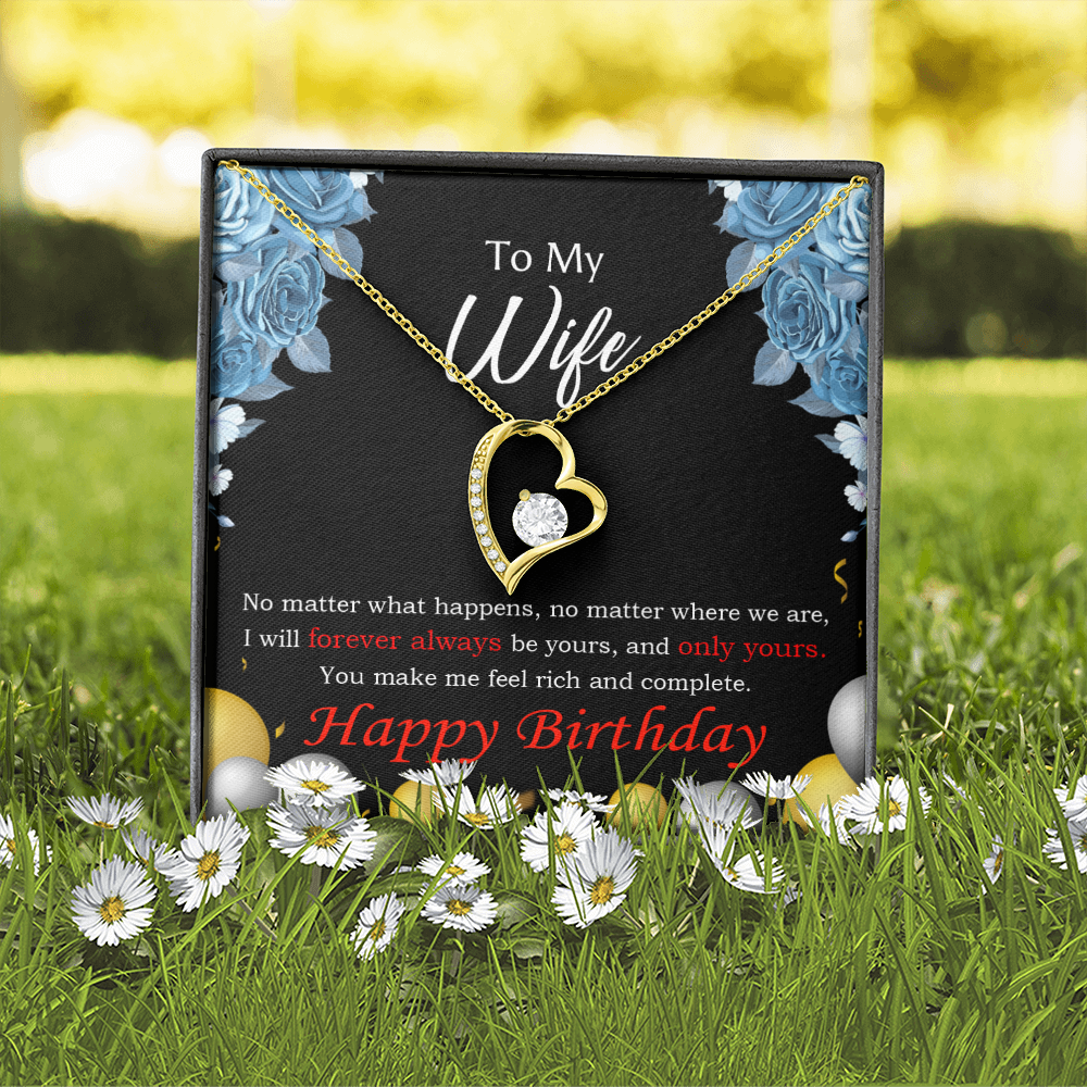 To My Wife Forever and Together Birthday Message Forever Necklace w Message Card-Express Your Love Gifts