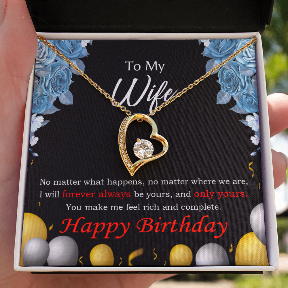 To My Wife Forever and Together Birthday Message Forever Necklace w Message Card-Express Your Love Gifts