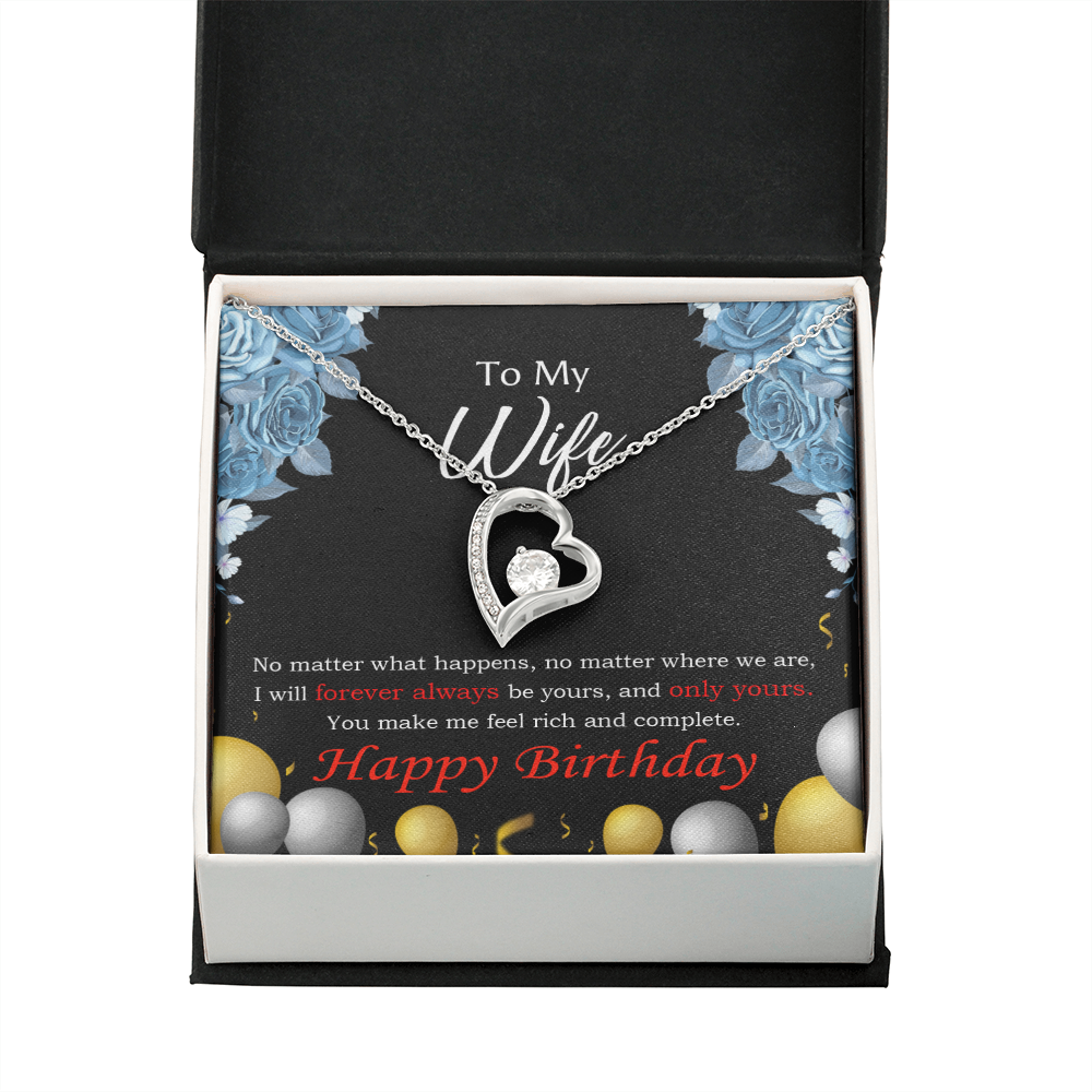 To My Wife Forever and Together Birthday Message Forever Necklace w Message Card-Express Your Love Gifts
