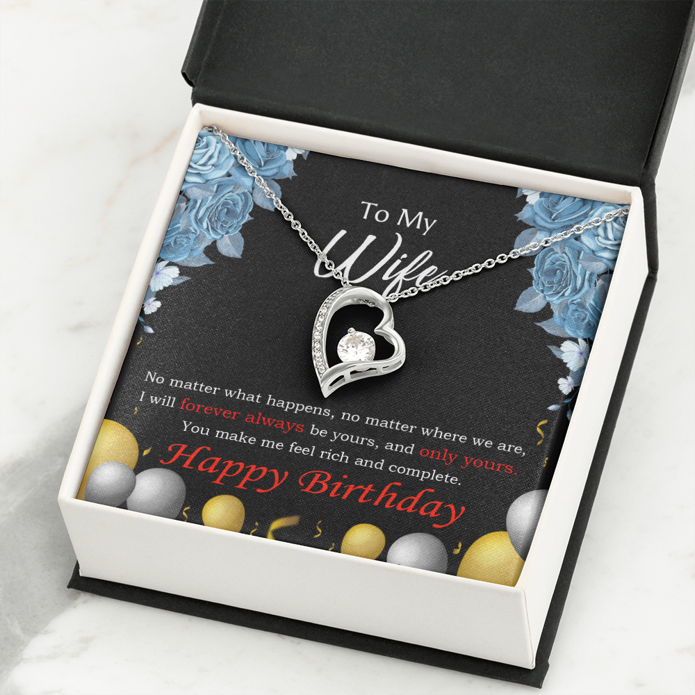 To My Wife Forever and Together Birthday Message Forever Necklace w Message Card-Express Your Love Gifts