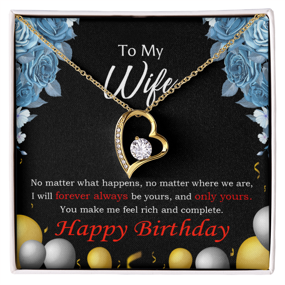 To My Wife Forever and Together Birthday Message Forever Necklace w Message Card-Express Your Love Gifts