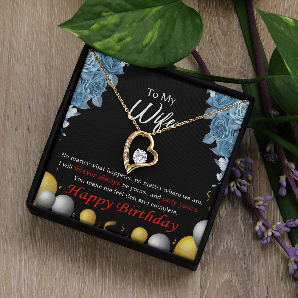To My Wife Forever and Together Birthday Message Forever Necklace w Message Card-Express Your Love Gifts