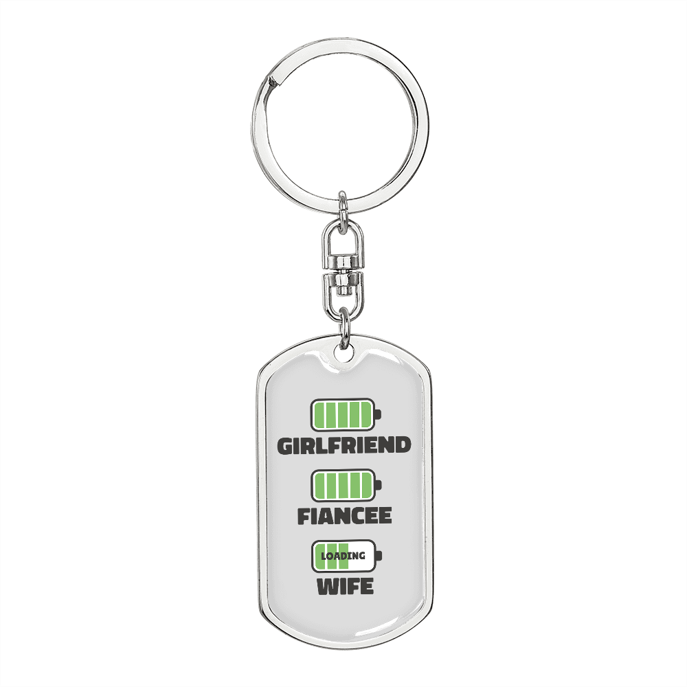 To My Wife Girlfriend Fiancee Wife Charger Keychain Stainless Steel or 18k Gold Dog Tag Keyring-Express Your Love Gifts