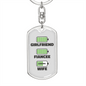 To My Wife Girlfriend Fiancee Wife Charger Keychain Stainless Steel or 18k Gold Dog Tag Keyring-Express Your Love Gifts
