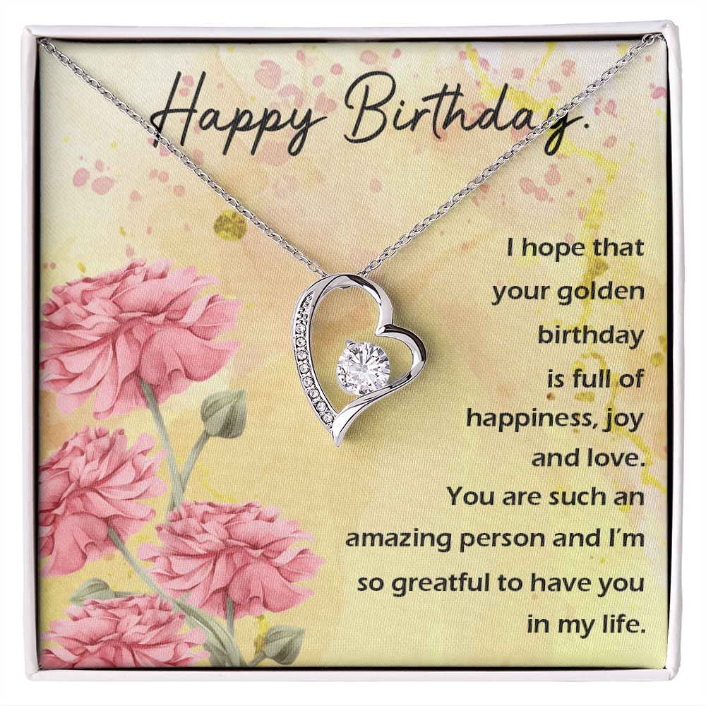 To My Wife Golden Birthday Message Forever Necklace w Message Card-Express Your Love Gifts