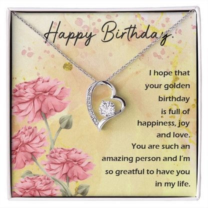 To My Wife Golden Birthday Message Forever Necklace w Message Card-Express Your Love Gifts
