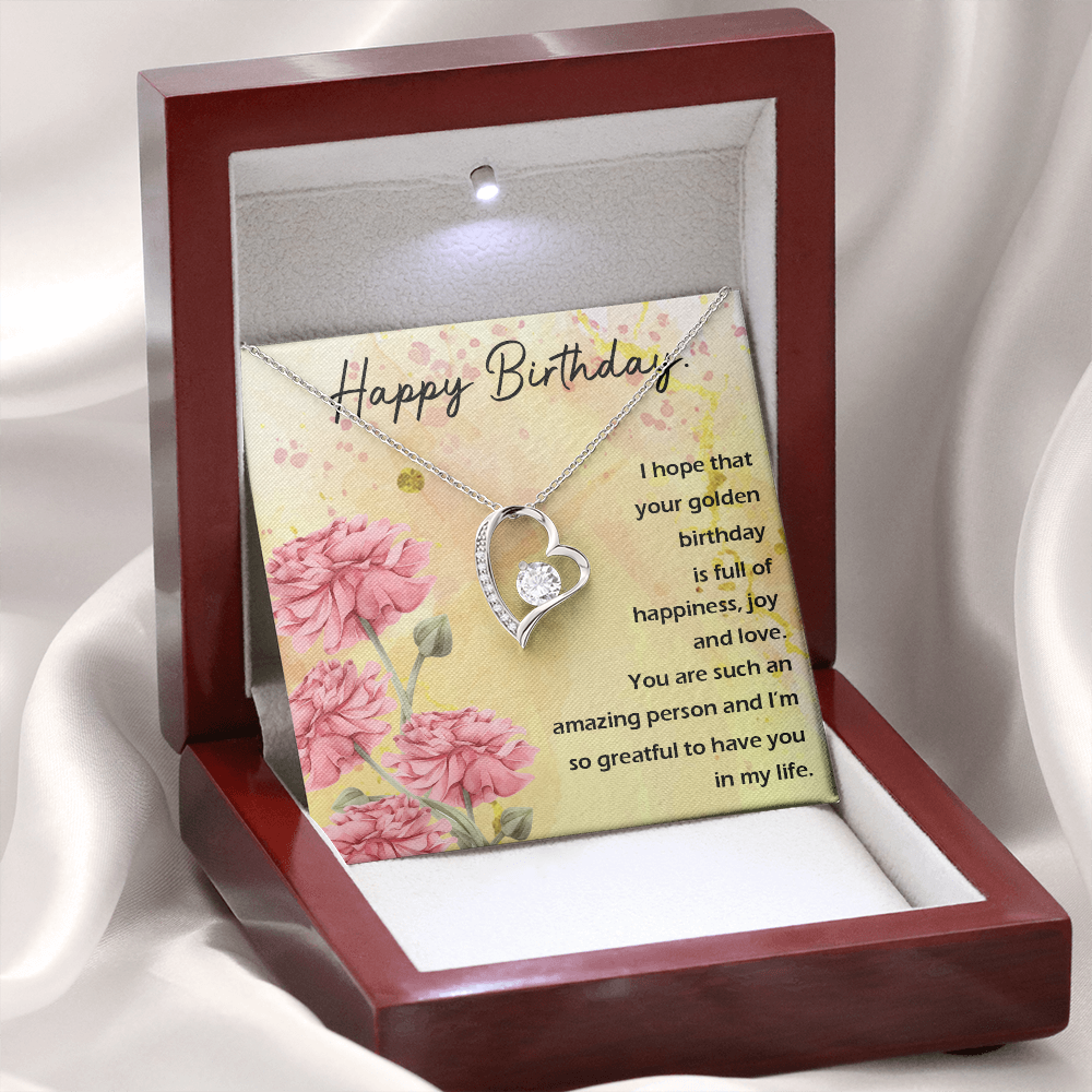 To My Wife Golden Birthday Message Forever Necklace w Message Card-Express Your Love Gifts