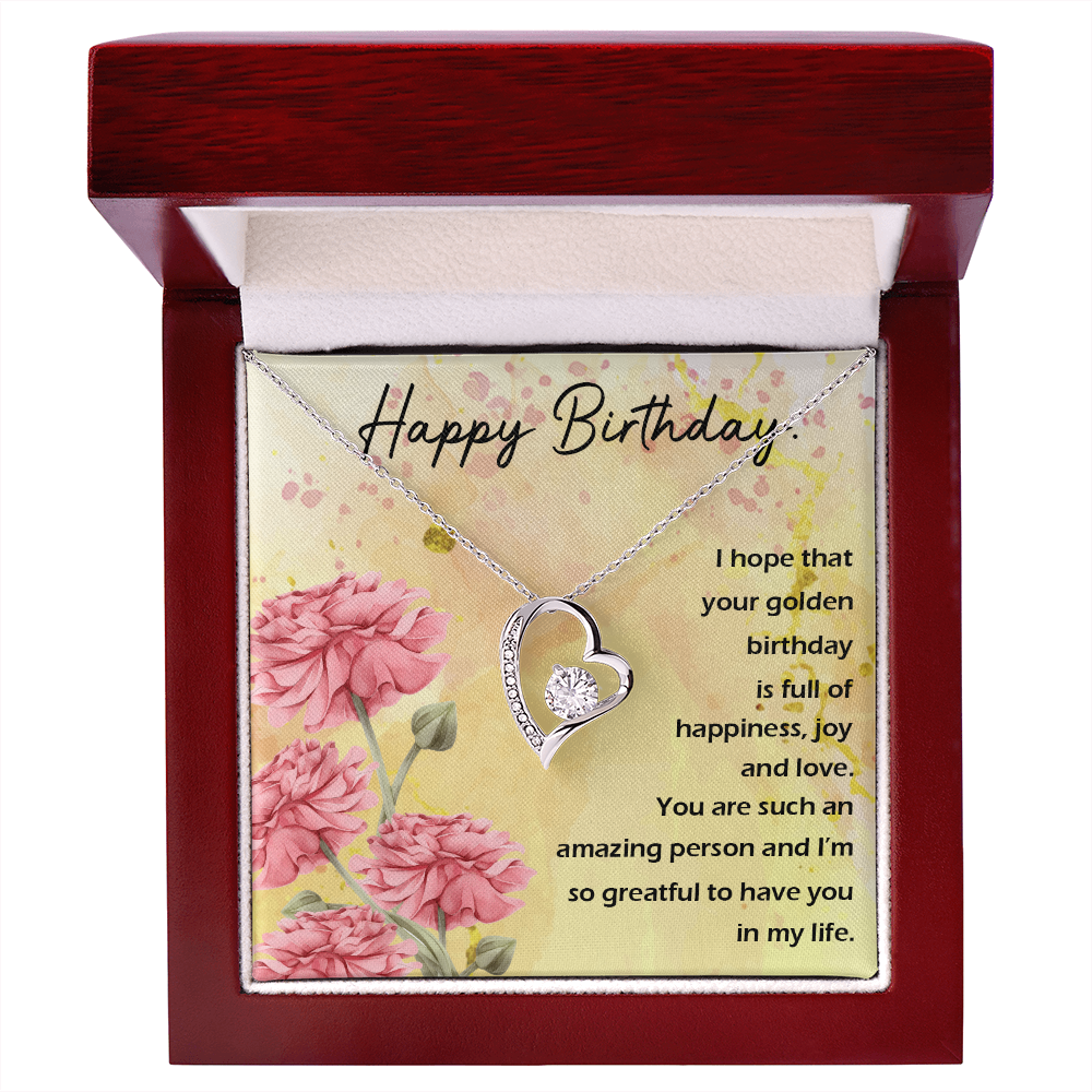 To My Wife Golden Birthday Message Forever Necklace w Message Card-Express Your Love Gifts