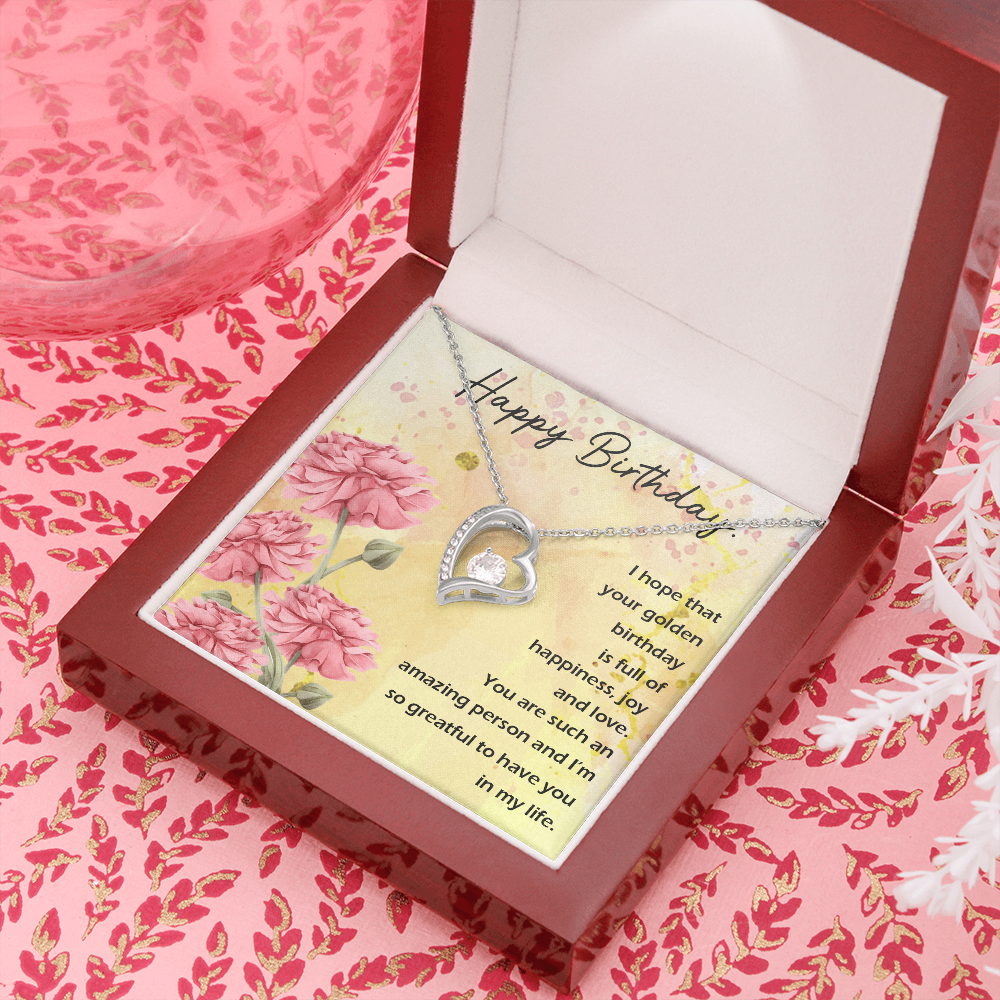 To My Wife Golden Birthday Message Forever Necklace w Message Card-Express Your Love Gifts