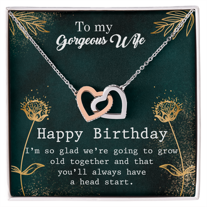To My Wife Grow Old Together Birthday Message Inseparable Necklace-Express Your Love Gifts