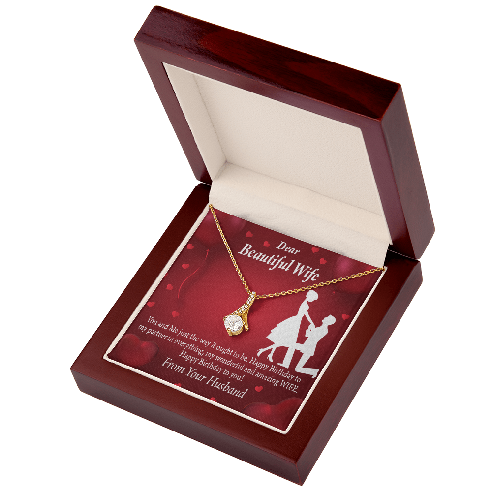 To My Wife Happy Birthday Alluring Ribbon Necklace Message Card-Express Your Love Gifts