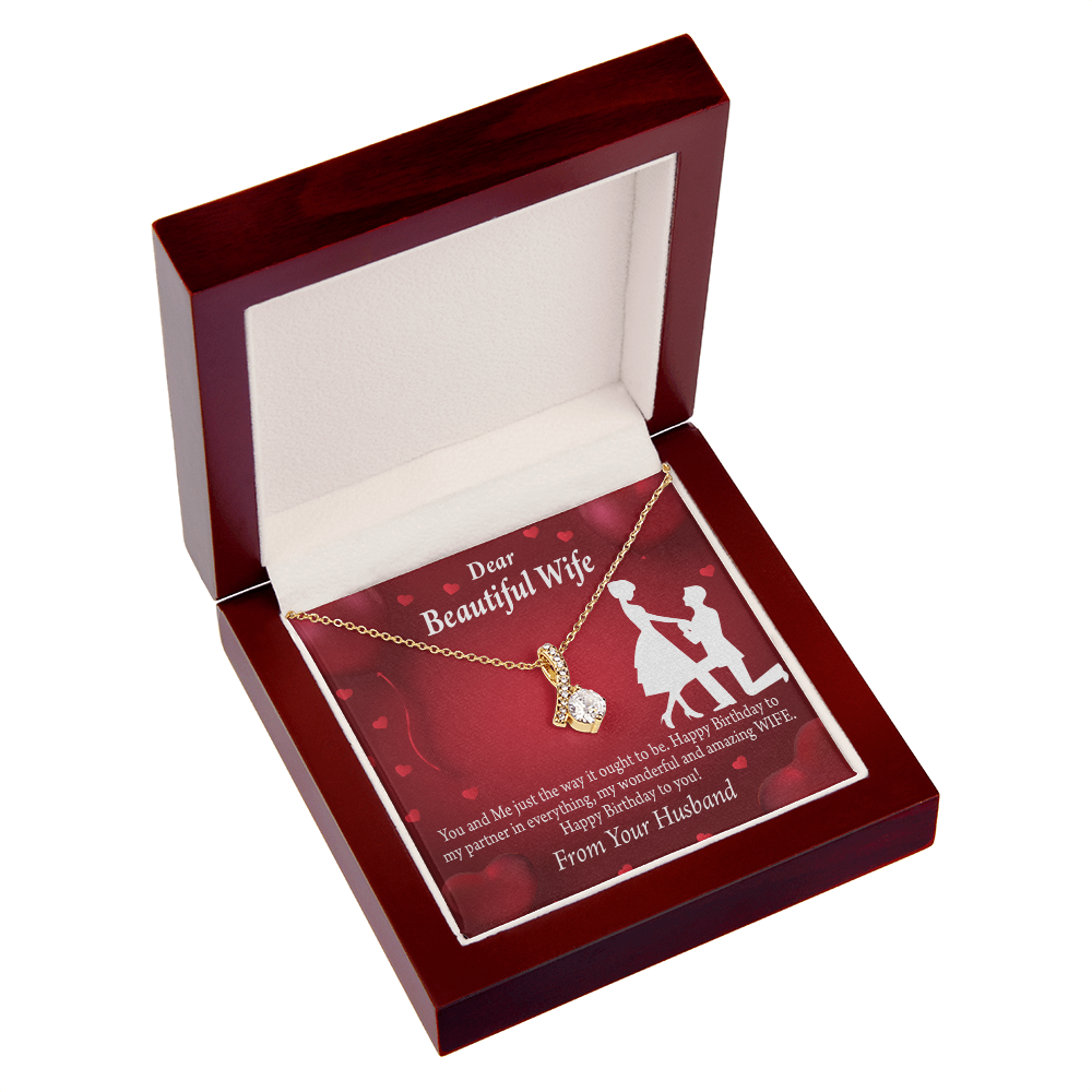 To My Wife Happy Birthday Alluring Ribbon Necklace Message Card-Express Your Love Gifts