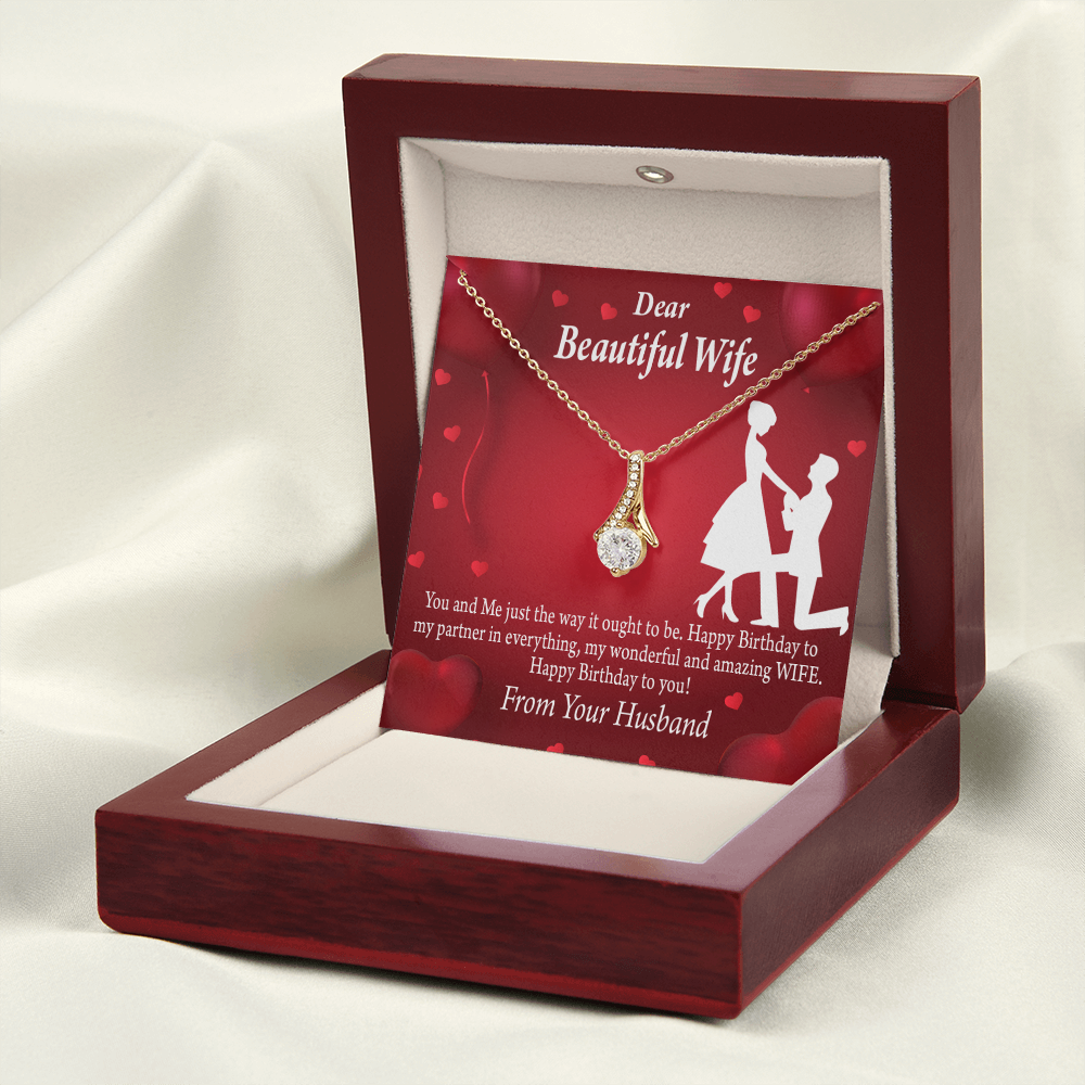 To My Wife Happy Birthday Alluring Ribbon Necklace Message Card-Express Your Love Gifts
