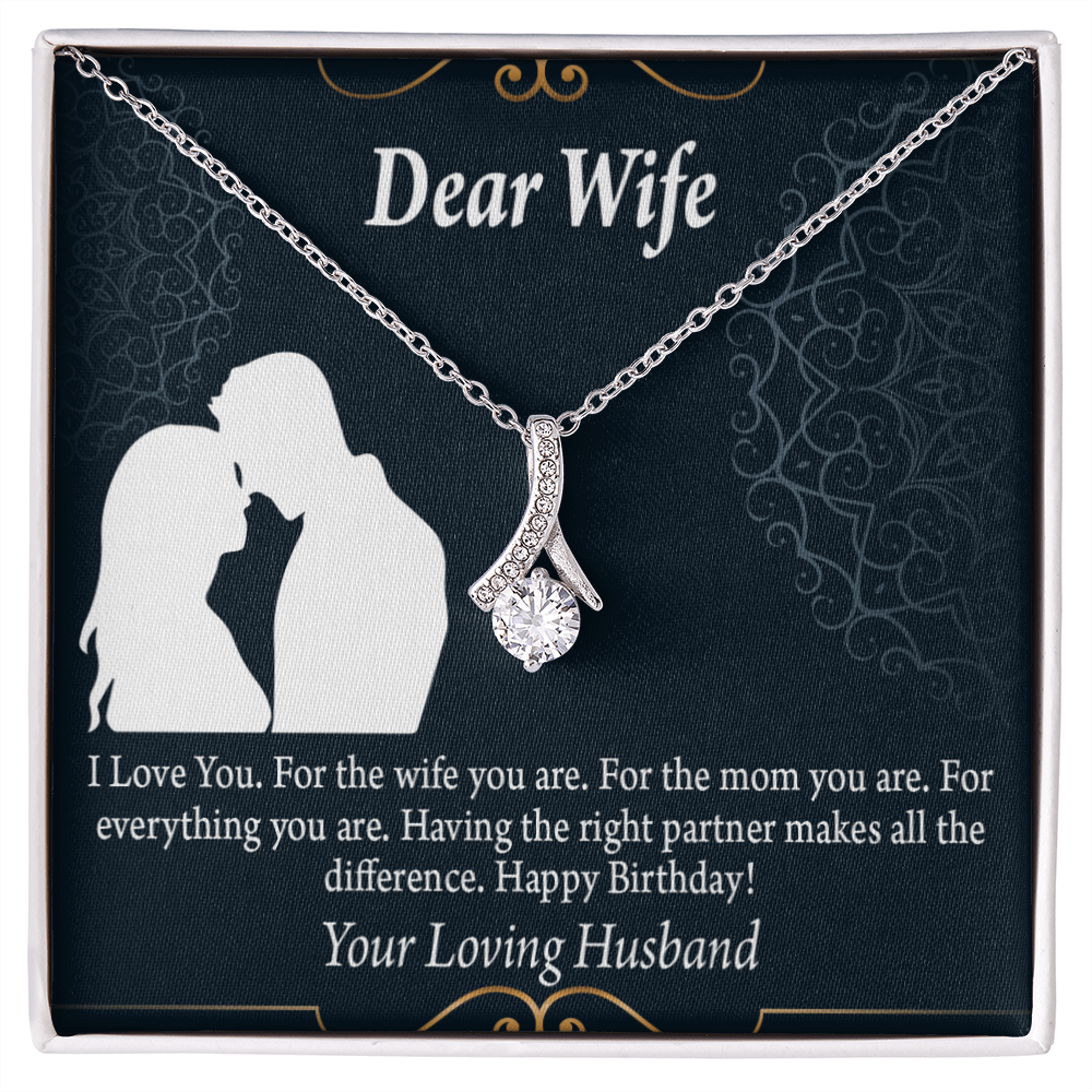 To My Wife Happy Birthday Dear Alluring Ribbon Necklace Message Card-Express Your Love Gifts