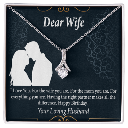 To My Wife Happy Birthday Dear Alluring Ribbon Necklace Message Card-Express Your Love Gifts