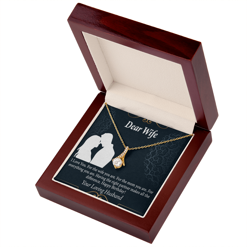 To My Wife Happy Birthday Dear Alluring Ribbon Necklace Message Card-Express Your Love Gifts
