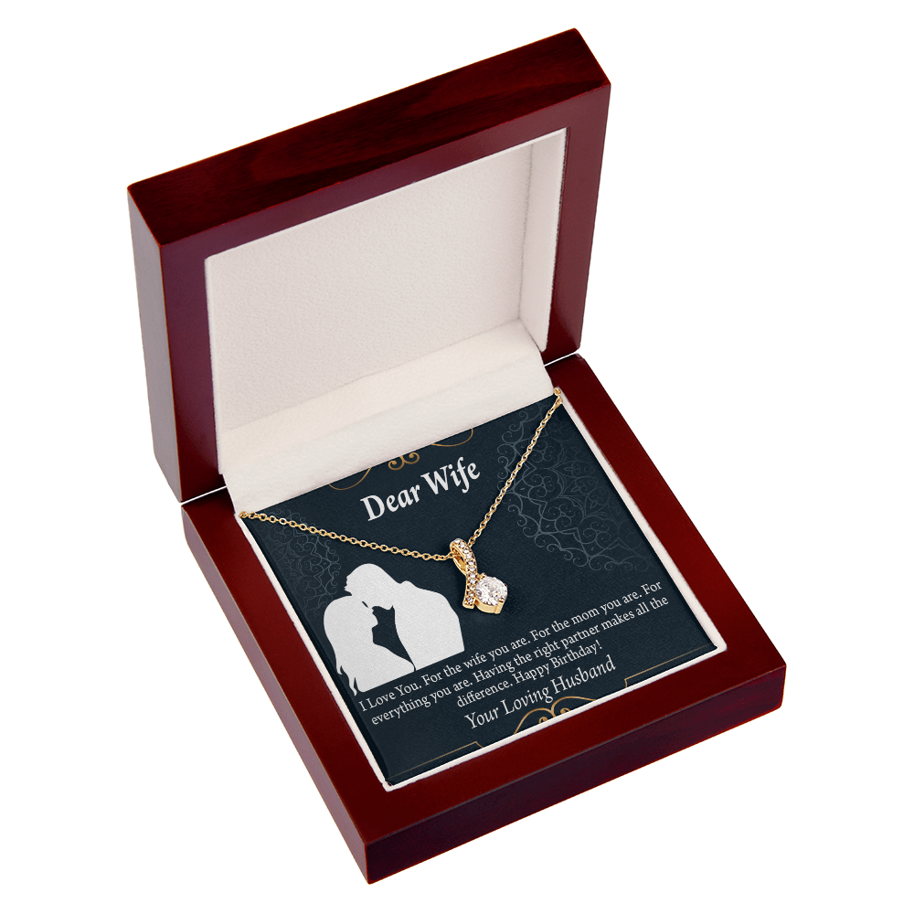 To My Wife Happy Birthday Dear Alluring Ribbon Necklace Message Card-Express Your Love Gifts