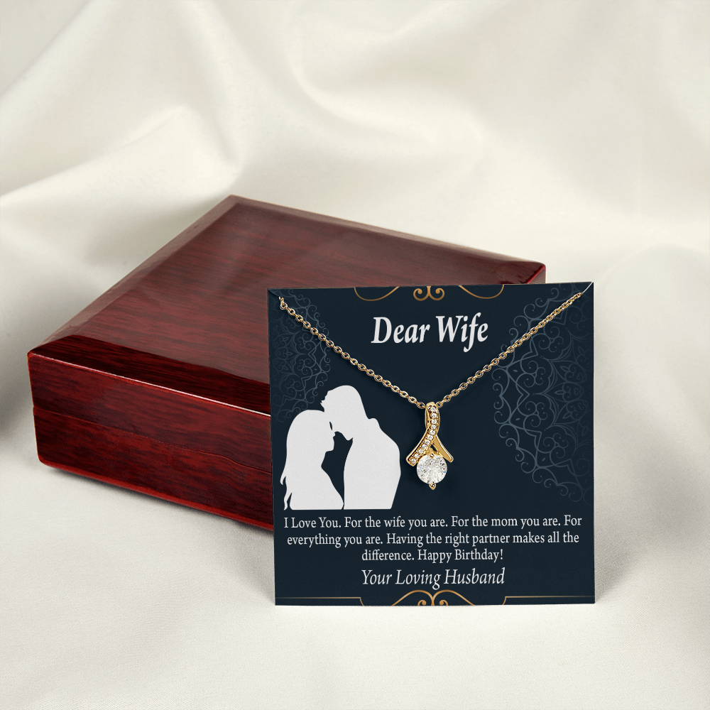 To My Wife Happy Birthday Dear Alluring Ribbon Necklace Message Card-Express Your Love Gifts