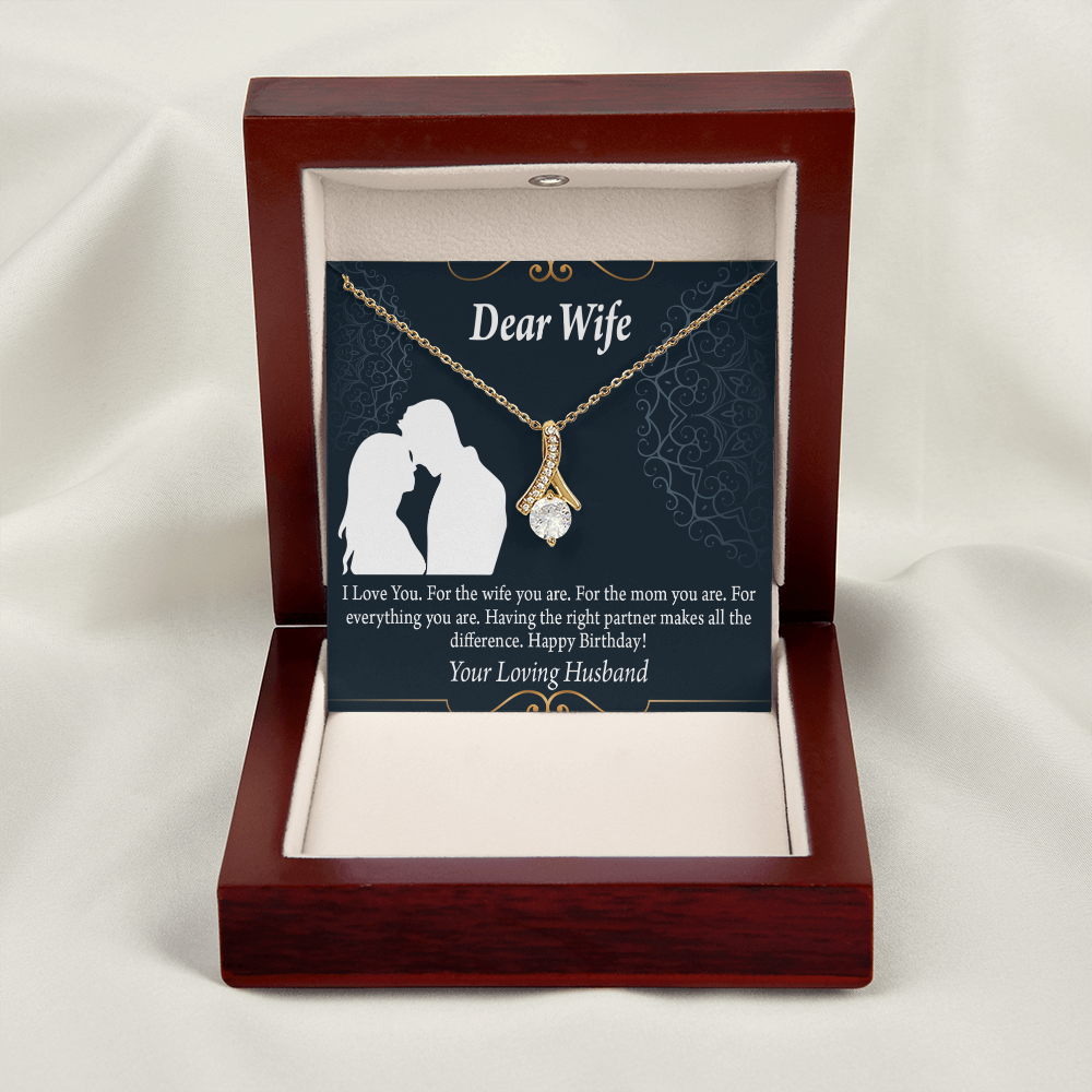 To My Wife Happy Birthday Dear Alluring Ribbon Necklace Message Card-Express Your Love Gifts