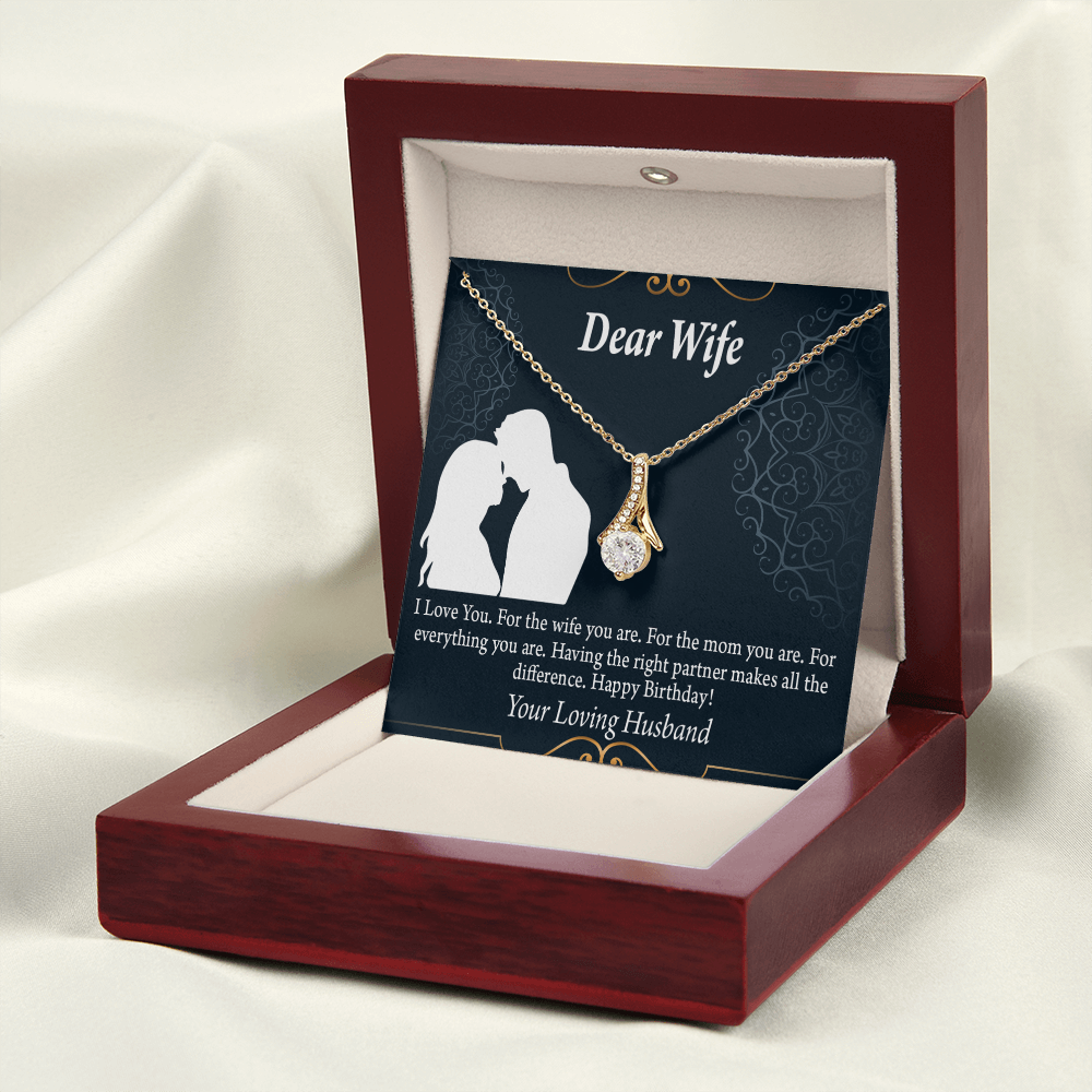 To My Wife Happy Birthday Dear Alluring Ribbon Necklace Message Card-Express Your Love Gifts