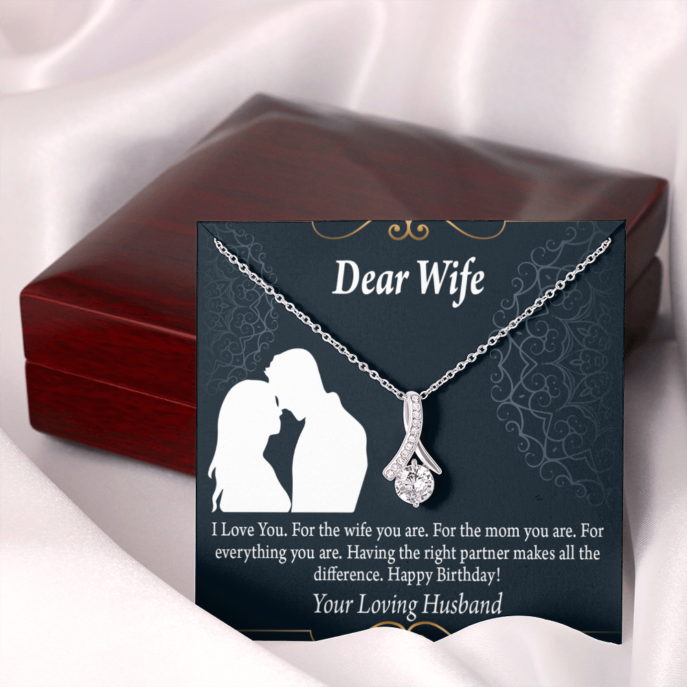 To My Wife Happy Birthday Dear Alluring Ribbon Necklace Message Card-Express Your Love Gifts