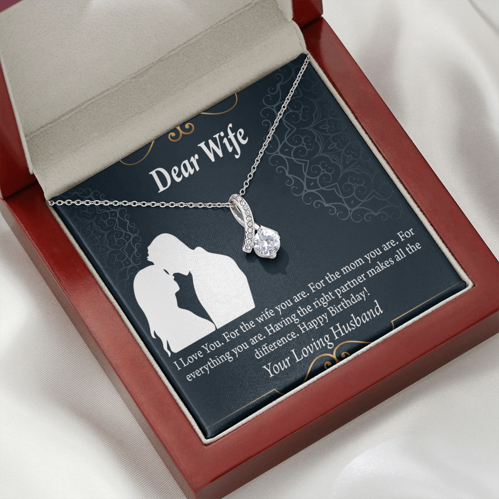 To My Wife Happy Birthday Dear Alluring Ribbon Necklace Message Card-Express Your Love Gifts