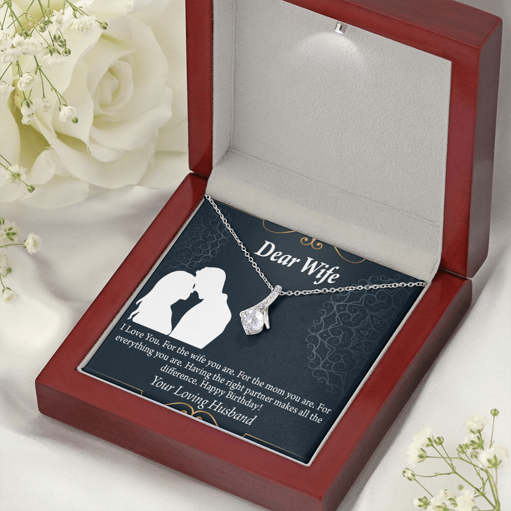 To My Wife Happy Birthday Dear Alluring Ribbon Necklace Message Card-Express Your Love Gifts