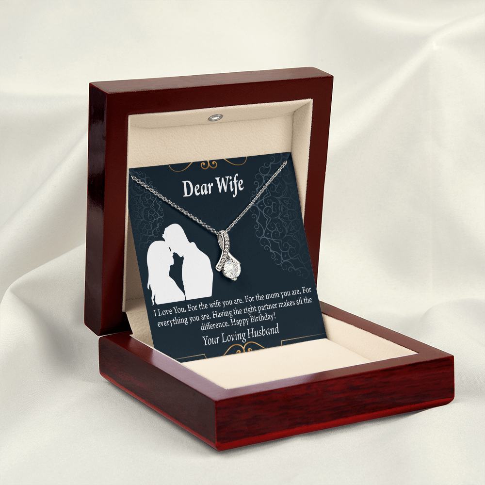 To My Wife Happy Birthday Dear Alluring Ribbon Necklace Message Card-Express Your Love Gifts